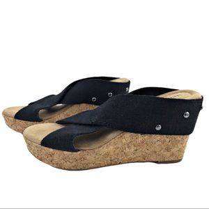 MERONA NADIA Black Cork Wedge Sandals